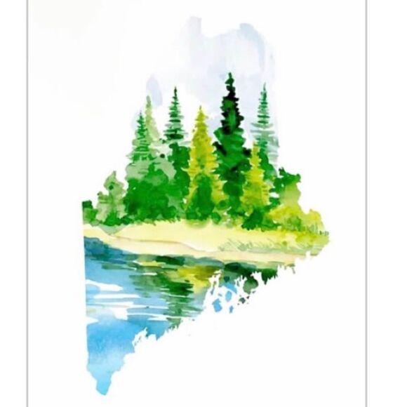 Maine Watercolor Map Magnet - Picture 2 of 2